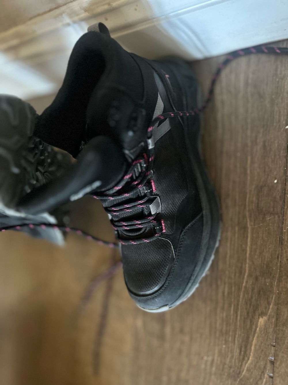 Men's Black Hiking Boots with Pink Accents